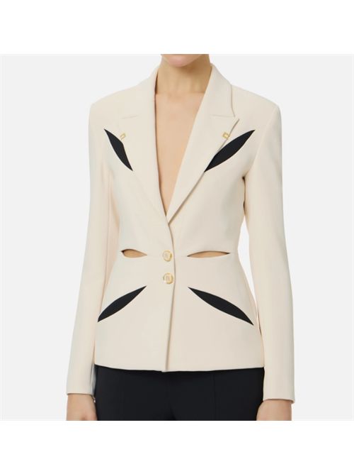 TWO-TONE CUT-OUT JACKET ELISABETTA FRANCHI | GI19861E2E84 burro/nero